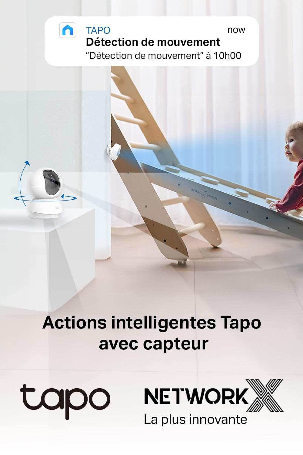 Tapo 2K(3MP) Caméra Surveillance WiFi intérieure 360° C210, Vision nocturne, Notifications en temps réel, Détection de personne, Suivi de mouvement, Télécommande, Compatible avec Alexa