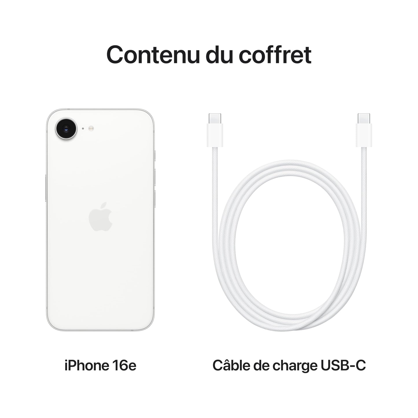 Apple iPhone 16e 128 Go : Conçu pour Apple Intelligence, Puce A18, Autonomie de Taille, Caméra Fusion 48 Mpx, Écran Super Retina XDR de 6,1 Pouces; Blanc